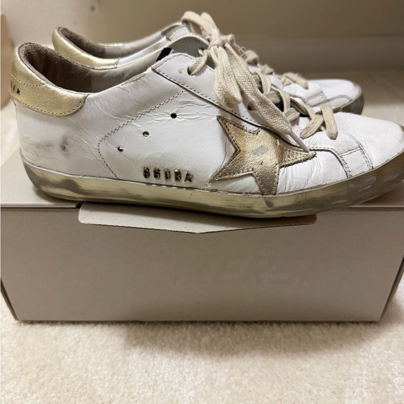Golden Goose White and Gold Sneakers - Picture 3 of 6